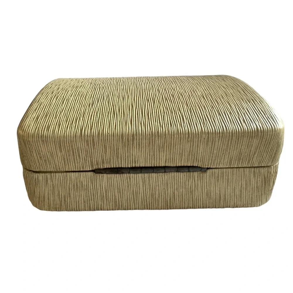 Vinyl Padded Square Storage Box Jewelry/Trinket Box Hinged Lid 5 Sections Lined